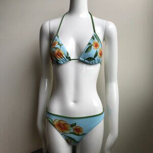 Billabong surf sky & olive floral bikini set